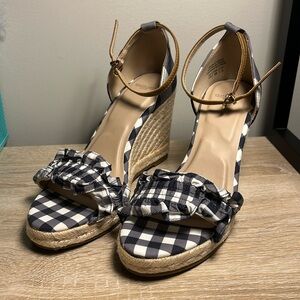 Draper James Blue Plaid Wedge Heels
